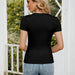 Color-Short Sleeve round Neck T shirt Women Slim Stretch Sweater-Fancey Boutique