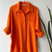 Color-Orange-Spring Summer Casual Solid Color Shirt Shorts Two Piece Set Women-Fancey Boutique