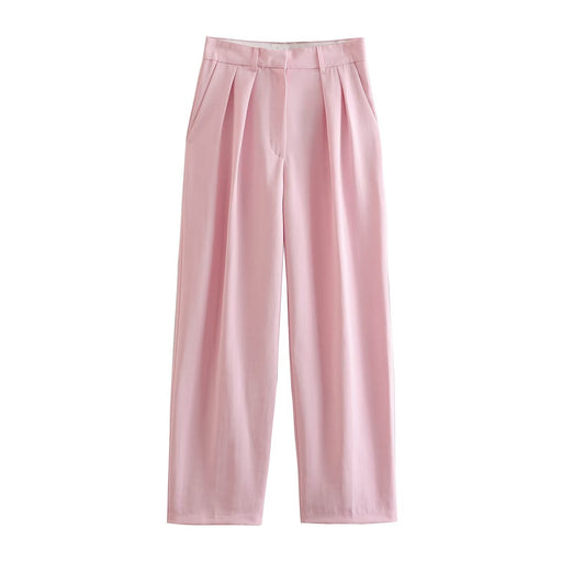 Color-Pink-F00171031 Summer Women Clothing High Waist Solid Color Loose Casual Pants Women-Fancey Boutique