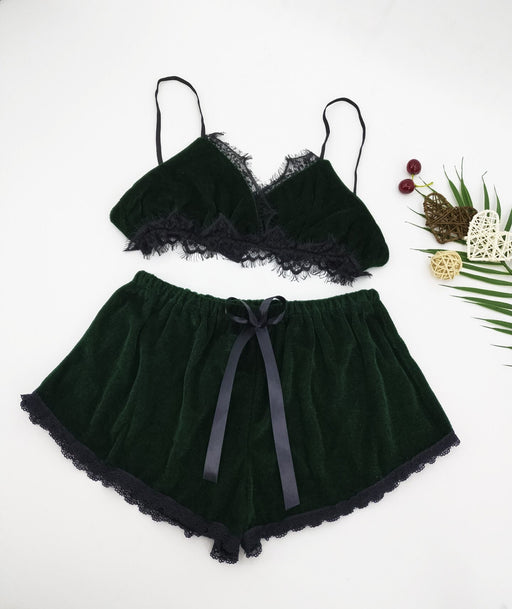 Color-Dark Green-New Sexy Lingerie Sexy Three-Point Split Lace Women Underwear Set-Fancey Boutique