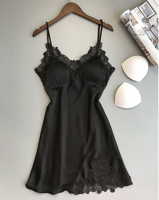 Color-Black-Women Sexy Sling Home Nightdress-Fancey Boutique