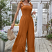 Color-Women Summer Ruffled Tether Wide Legs Jumpsuits-Fancey Boutique