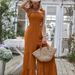 Color-Women Summer Ruffled Tether Wide Legs Jumpsuits-Fancey Boutique