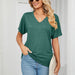 Color-Summer Casual Pullover V Neck Solid Color Loose T Shirt Women Top-Fancey Boutique