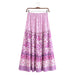 Color-Autumn Casual Women Printed Elastic Waist Loose Maxi Dress Skirt-Fancey Boutique