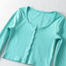 Color-Sexy round Neck Single Breasted Short Cropped Cardigan T shirt Top Elastic Waist Slim Short Two Piece Suit-Fancey Boutique