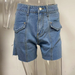 Color-Spring Summer Casual Solid Color Washed High Waist Denim Shorts-Fancey Boutique