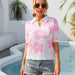 Color-Summer Women Trending Unique Collared Floral Print Short Sleeve Plus Size T shirt Top-Fancey Boutique
