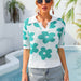 Color-Summer Women Trending Unique Collared Floral Print Short Sleeve Plus Size T shirt Top-Fancey Boutique