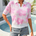 Color-Pink-Summer Women Trending Unique Collared Floral Print Short Sleeve Plus Size T shirt Top-Fancey Boutique