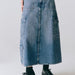 Color-Personalized Street Skirt Spring High Waist Pocket Stitching Hem Loose Denim Skirt for Women-Fancey Boutique