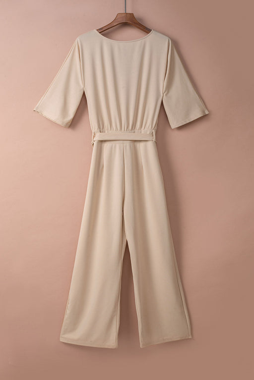 Color-Apricot-Black Date Night Jumpsuit-Fancey Boutique