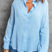 Color-Sky Blue Textured Solid Color Basic Shirt-Fancey Boutique