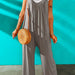 Color-Gray-Gray Spaghetti Straps Wide Leg Pocketed Jumpsuits-Fancey Boutique