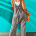 Color-Gray Spaghetti Straps Wide Leg Pocketed Jumpsuits-Fancey Boutique