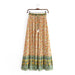 Color-Bohemian Vacation Rayon Positioning Printing Tassel Tied Elastic Waist Big Hem Skirt Beach Dress-Fancey Boutique