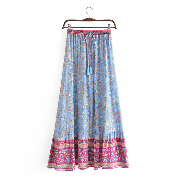 Color-Bohemian Rayon Positioning Women Printed Wear Skirt-Fancey Boutique