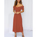 Color-Spring Summer Women Clothing Solid Color off-the-Shoulder Jumpsuit-Fancey Boutique