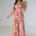 Color-Sleeveless Chest Wrapped Printed Trousers Summer High Waist Pleated Jumpsuit-Fancey Boutique