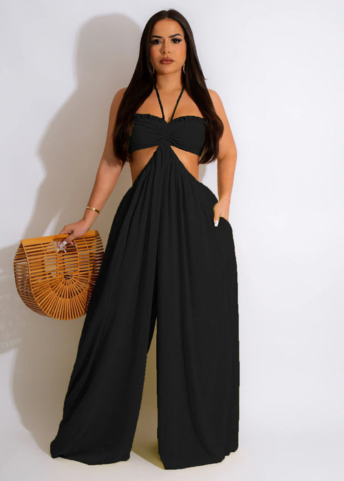 Color-Women Clothing Spring Summer Solid Color Sexy Loose Backless Jumpsuit-Fancey Boutique