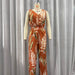 Color-Summer Women Clothing Printing Collared Long Sleeve Jumpsuit Pants-Fancey Boutique
