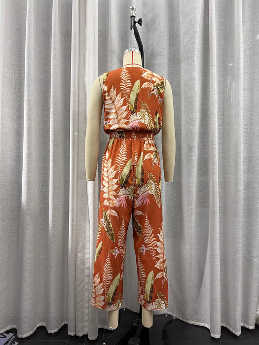 Color-Summer Women Clothing Printing Collared Long Sleeve Jumpsuit Pants-Fancey Boutique