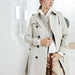 Color-Element Autumn Winter Khaki Mid Length Trench Coat Slim Fit Slimming Elegant Trench Coat Women-Fancey Boutique