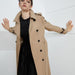 Color-Element Autumn Winter Khaki Mid Length Trench Coat Slim Fit Slimming Elegant Trench Coat Women-Fancey Boutique