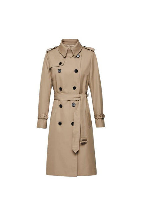 Color-Element Autumn Winter Khaki Mid Length Trench Coat Slim Fit Slimming Elegant Trench Coat Women-Fancey Boutique