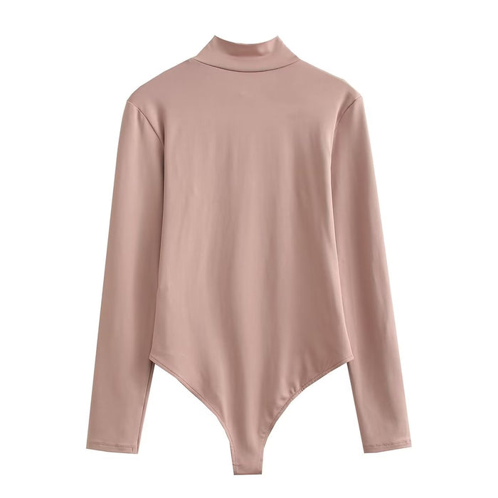 Color-Women Long Sleeve T shirt Siamese Fit Small round Neck Tight Fitting Solid Color Bottoming Bodysuits-Fancey Boutique