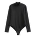 Color-Black-Women Long Sleeve T shirt Siamese Fit Small round Neck Tight Fitting Solid Color Bottoming Bodysuits-Fancey Boutique