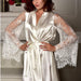 Color-Sexy Lingerie Lace See-through Long Sleeve Imitation Ice Silk Robe-Fancey Boutique