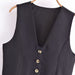 Color-Spring Wind Black Short Vest V neck Double Breasted Vest-Fancey Boutique