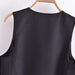 Color-Spring Wind Black Short Vest V neck Double Breasted Vest-Fancey Boutique