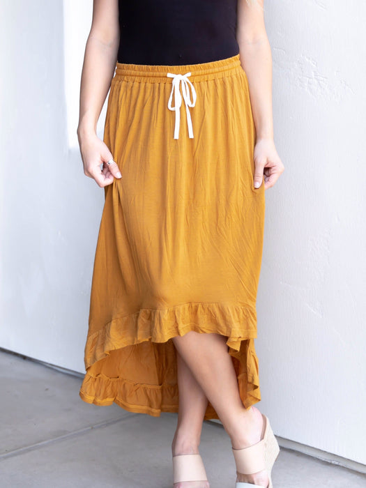 Color-Solid Color Pleated Stitching Irregular Asymmetric Casual All Matching Women Wear Skirt-Fancey Boutique