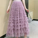 Color-Mesh Tiered Skirt Women Spring Autumn Dress Fairy White Yarn Skirt Pleated-Fancey Boutique