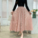 Color-Lace Skirt Women Spring Draping Effect Slimming A Line Skirt Pleated Mesh Long Skirt-Fancey Boutique