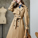 Color-Element Overknee Long Trench Coat Women Popular Korean Autumn Winter Waist Controlled Slimming Coat-Fancey Boutique