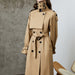 Color-Element Overknee Long Trench Coat Women Popular Korean Autumn Winter Waist Controlled Slimming Coat-Fancey Boutique