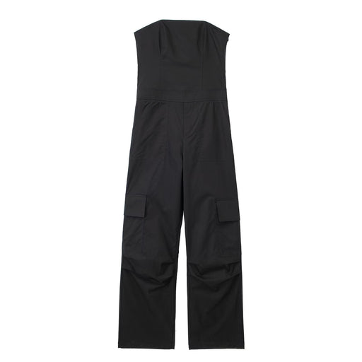 Color-Black-Women Multi Pocket Cargo Pants Brand Loose Street Straight Drag Casual Jumpsuits-Fancey Boutique