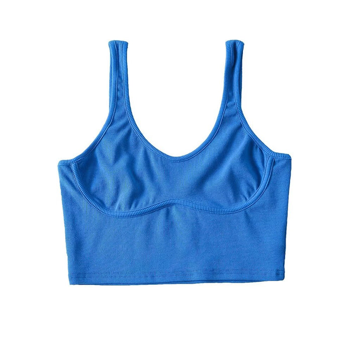 Color-Blue-Summer Women Sexy Casual Sports Stretch Sexy Camisole Sexy Chest Paste Vest-Fancey Boutique