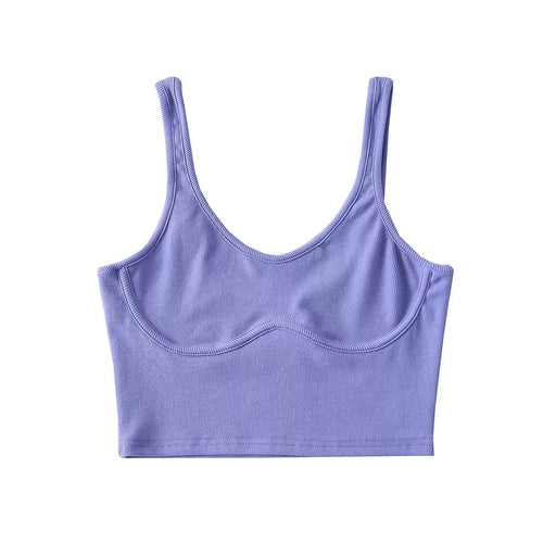 Color-Purple-Summer Women Sexy Casual Sports Stretch Sexy Camisole Sexy Chest Paste Vest-Fancey Boutique