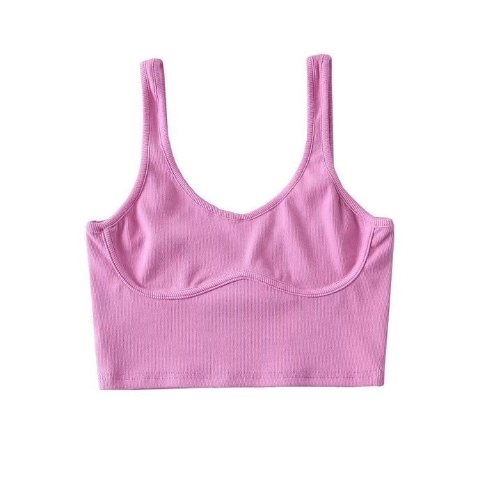 Color-Rose Pink-Summer Women Sexy Casual Sports Stretch Sexy Camisole Sexy Chest Paste Vest-Fancey Boutique