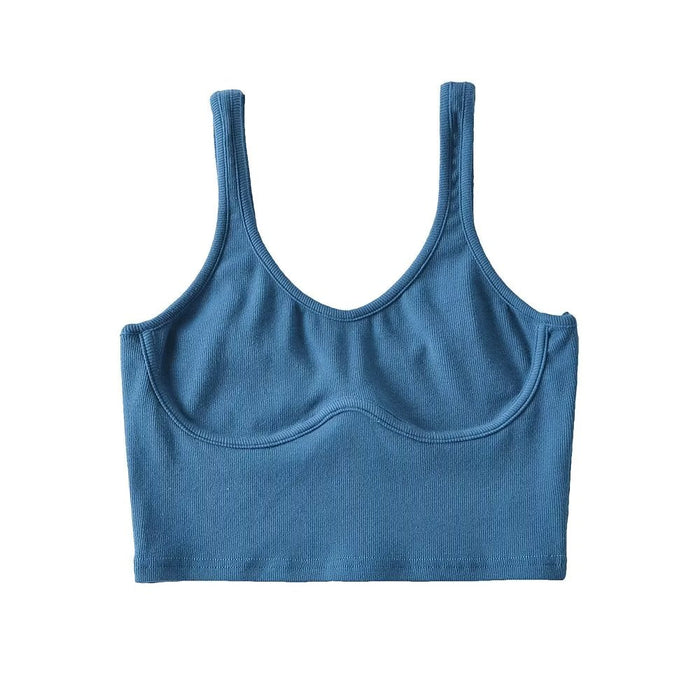 Color-Blue-1-Summer Women Sexy Casual Sports Stretch Sexy Camisole Sexy Chest Paste Vest-Fancey Boutique