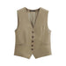 Color-Khaki-Vest Spring Women Clothing Small Slim Bottoming Vest-Fancey Boutique