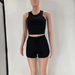 Color-Summer Solid Color Short Sleeveless Cropped Vest Women Casual Shorts Suit-Fancey Boutique