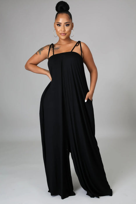 Color-Solid Color Summer Sleeveless Waist Wrapped Chest Loose Wide Leg Women Jumpsuit-Fancey Boutique