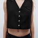 Color-Black Sexy Slim Fit Cropped Vest Women Summer Sexy Short V neck Sleeveless Vest-Fancey Boutique