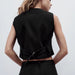 Color-Black Sexy Slim Fit Cropped Vest Women Summer Sexy Short V neck Sleeveless Vest-Fancey Boutique