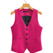 Color-Autumn Sleeveless V neck Single Breasted Red Linen Women Vest-Fancey Boutique